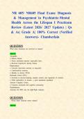 NR 605&sol; NR605 Final Exam&colon; Diagnosis & Management in Psychiatric-Mental Health Across the Lifespan I Practicum Review &lpar;Latest 2026&sol; 2027 Update&rpar; &vert; Qs & As&vert; Grade A&vert; 100&percnt; Correct &lpar;Verified Answers&rpar;- Chamberlain