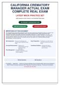 California Crematory Manager Exam&colon; 248 Actual Questions with Detailed Answers & Rationales &lpar;Graded A&plus; Verified&rpar;