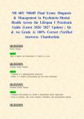 NR 605&sol; NR605 Final Exams&colon; Diagnosis & Management in Psychiatric-Mental Health Across the Lifespan I Practicum &lpar;Latest 2026&sol; 2027 Updates STUDY BUNDLE WITH COMPLETE SOLUTIONS&rpar; &vert; Qs & As&vert; Grade A&vert; 100&percnt; Correct &lpar;Verified Answers&rpar;- Chamberlain
