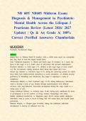 NR 605&sol; NR605 Midterm Exam&colon; Diagnosis & Management in Psychiatric-Mental Health Across the Lifespan I Practicum Review &lpar;Latest 2026&sol; 2027 Update&rpar; &vert; Qs & As&vert; Grade A&vert; 100&percnt; Correct &lpar;Verified Answers&rpar;- Chamberlain