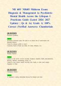 NR 605&sol; NR605 Midterm & Final Exams&colon; Diagnosis & Management in Psychiatric-Mental Health Across the Lifespan I Practicum &lpar;Latest 2026&sol; 2027 Updates STUDY BUNDLE WITH COMPLETE SOLUTIONS&rpar; &vert; Qs & As&vert; Grade A&vert; 100&percnt; Correct &lpar;Verified Answers&rpar;- Chamberlain
