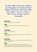 NR 606&sol; NR606 Final Exam&colon; Diagnosis and Management in Psychiatric-Mental Health II Practicum Guide &lpar;Latest 2026&sol; 2027 Update&rpar; &vert; Qs & As&vert; Grade A&vert; 100&percnt; Correct &lpar;Verified Answers&rpar;- Chamberlain