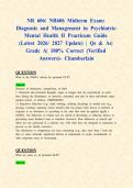 NR 606&sol; NR606 Midterm Exam&colon; Diagnosis and Management in Psychiatric-Mental Health II Practicum Guide &lpar;Latest 2026&sol; 2027 Update&rpar; &vert; Qs & As&vert; Grade A&vert; 100&percnt; Correct &lpar;Verified Answers&rpar;- Chamberlain