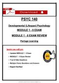 PSYC 140 Developmental Psychology Exam Answers &lpar;Modules 1-8&rpar;&NewLine;&NewLine;