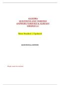 ALGEBRA  &NewLine;QUESTIONS AND VERIFIED &NewLine;ANSWERS&vert;VERIFIED & ALREADY &NewLine;GRADED A&plus; &NewLine;Most Studied &vert; Updated 