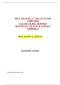 APEX ALGEBRA 2 STUDY GUIDE FOR &NewLine;SEMESTER 2 &NewLine;QUESTIONS AND VERIFIED &NewLine;SOLUTIONS&vert;VERIFIED & ALREADY &NewLine;GRADED A&plus; &NewLine;Most Studied &vert; Updated 