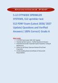 S-12 CITYWIDE SPRINKLER SYSTEMS&comma; S12 sprinkler test&NewLine;S12 FDNY Exam &lpar;Latest 2026&sol; 2027 Update&rpar; Questions and Verified Answers&vert; 100&percnt; Correct&vert; Grade A&NewLine;