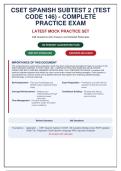 CSET Spanish Subtest 2 &lpar;Test Code 146&rpar; &vert; Complete Practice Exam with 248 Questions & Verified Answers &vert; Updated 2026 Full Preparation Guide