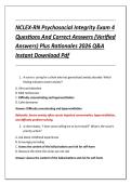 NCLEX-RN Psychosocial Integrity Exam 4 &NewLine;Questions And Correct Answers &lpar;Verified &NewLine;Answers&rpar; Plus Rationales 2026 Q&A &NewLine;Instant Download Pdf 