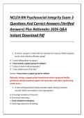 NCLEX-RN Psychosocial Integrity Exam 3 &NewLine;Questions And Correct Answers &lpar;Verified &NewLine;Answers&rpar; Plus Rationales 2026 Q&A &NewLine;Instant Download Pdf