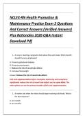 NCLEX-RN Health Promotion & &NewLine;Maintenance Practice Exam 3 Questions &NewLine;And Correct Answers &lpar;Verified Answers&rpar; &NewLine;Plus Rationales 2026 Q&A Instant &NewLine;Download Pdf 