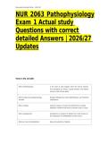 NUR 2063 Pathophysiology Exam 1 Actual study Questions with correct detailed Answers &vert; 2026&sol;27 Updates