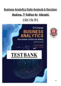 TEST BANK For Business Analytics&colon; Data Analysis & Decision Making&comma; 7th Edition by S&period; Christian Albright&comma; Wayne L&period; Winston&comma; Verified Chapters 1 - 19&comma; Complete Newest Version&NewLine;