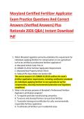 Maryland Certified Fertilizer Applicator &NewLine;Exam Practice Questions And Correct &NewLine;Answers &lpar;Verified Answers&rpar; Plus &NewLine;Rationale 2026 Q&A&vert; Instant Download &NewLine;Pdf 