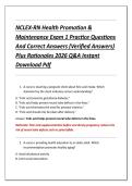 NCLEX-RN Health Promotion & &NewLine;Maintenance Exam 1 Practice Questions &NewLine;And Correct Answers &lpar;Verified Answers&rpar; &NewLine;Plus Rationales 2026 Q&A Instant &NewLine;Download Pdf 