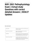 NUR 2063 Pathophysiology Exam 2 Actual study Questions with correct detailed Answers &vert; 2026&sol;27 Updates