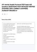 ATI&lowbar; Mental Health Proctored TEST bank QUESTIONS AND ANSWERS ALREADY GRADED A&plus;&period; 100&percnt; Verified Solutions &vert; Updated Per Latest Guidelines &vert; Graded A&plus;
