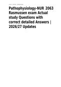 Pathophysiology-NUR 2063 Rasmussen exam Actual study Questions with correct detailed Answers &vert; 2026&sol;27 Updates