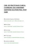 CNSL 503 PRACTICUM IN CLINICAL&NewLine;COUNSELING 2026 ASSESSMENT&NewLine;QUESTIONS SOLUTIONS FINAL STUDY&NewLine;GUIDE&NewLine;