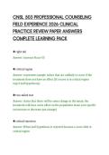 CNSL 503 PROFESSIONAL COUNSELING&NewLine;FIELD EXPERIENCE 2026 CLINICAL&NewLine;PRACTICE REVIEW PAPER ANSWERS&NewLine;COMPLETE LEARNING PACK