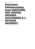 Rasmussen Pathophysiology Exam QUESTIONS AND VERIFIED ANSWERS 2025&lpar;GRADED A&plus;&rpar; DETAILED ANSWERS&excl;&excl;