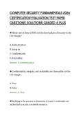 COMPUTER SECURITY FUNDAMENTALS 2026 CERTIFICATION EVALUATION TEST PAPER QUESTIONS SOLUTIONS GRADED A PLUS&period;pdf&NewLine;&NewLine;