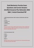 Fluid Mechanics Practice Exam Questions and Correct Answers &lpar;Verified Answers&rpar; Plus Rationales 2026 Q&A &vert; Instant Download Pdf