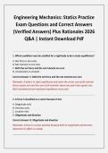 Engineering Mechanics&colon; Statics Practice Exam Questions and Correct Answers &lpar;Verified Answers&rpar; Plus Rationales 2026 Q&A &vert; Instant Download Pdf