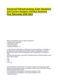 Advanced Pathophysiology Exam Questions And Correct Answers &lpar;Verified Answers&rpar; Plus Rationales 2026 Q&A