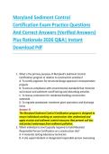 Maryland Sediment Control &NewLine;Certification Exam Practice Questions &NewLine;And Correct Answers &lpar;Verified Answers&rpar; &NewLine;Plus Rationale 2026 Q&A&vert; Instant &NewLine;Download Pdf  