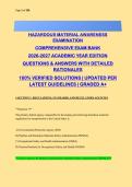 Hazmat Awareness Exam Prep 2026-2027 &vert; 310&plus; Questions with Verified Answers & Rationales &vert; NFPA 1072&comma; OSHA HAZWOPER&comma; DOT 49 CFR
