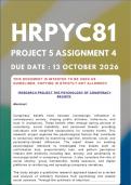 HRPYC81 Project 5 Assignment 4 2026 &lbrace;COMPLETE ANSWERS&rcub; Due Date 13 October 2026 &lpar;RESEARCH PROJECT THE PSYCHOLOGY OF CONSPIRACY BELIEFS&rpar;