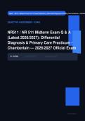  NR 511 Midterm Differential Diagnosis Primary Care Practicum Actual Exam 2026&sol;2027 &ndash; 100&percnt; Verified &vert; Detailed Rationales &ndash; Pass Guaranteed &ndash; A&plus; Graded 