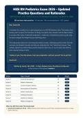 HESI RN Pediatrics Exam 2026 &vert; 300 Questions with Verified Answers & Detailed Rationales &vert; Latest Version &vert; Graded A&plus;