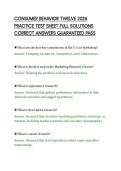 CONSUMER BEHAVIOR TWELVE 2026 PRACTICE TEST SHEET FULL SOLUTIONS CORRECT ANSWERS GUARANTEED PASS&period;pdf&NewLine;&NewLine;
