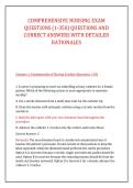 COMPREHENSIVE NURSING EXAM &NewLine;QUESTIONS &lpar;1-350&rpar; QUESTIONS AND &NewLine;CORRECT ANSWERS WITH DETAILED &NewLine;RATIONALES 