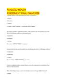 Health Assessment Final Exam &lpar;2026&rpar; &ndash; Analyzed Questions and Answers Review
