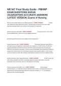 NR 547 Final Study Guide - PMHNP&NewLine;EXAM QUESTIONS 202526 &vert;GUARANTEED ACCURATE ANSWERS &vert;LATEST VERSION&comma; Exams of Nursing&NewLine;&NewLine;