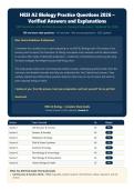 HESI A2 Biology Exam 2026 &vert; 300 Questions with Verified Answers & Detailed Rationales &vert; Latest Version &vert; Graded A&plus;