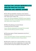 CONTRACTING OFFICER REPRESENTATIVE&NewLine;UPDATED PRACTICE SOLUTION&NewLine;QUESTIONS AND VERIFIED ANSWERS