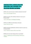 CONTRACTORS LICENSE UPDATED&NewLine;QUESTIONS AND ANSWERS FULL&NewLine;SOLUTION REVIEW MATERIAL