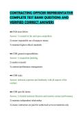 CONTRACTING OFFICER REPRESENTATIVE&NewLine;COMPLETE TEST BANK QUESTIONS AND&NewLine;VERIFIED CORRECT ANSWERS