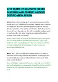 AHIP EXAMS SET COMPLETE SOLVED&NewLine;QUESTIONS AND CORRECT ANSWERS&NewLine;CERTIFICATION REVIEW