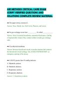 AIR METHODS CRITICAL CARE EXAM&NewLine;SCRIPT VERIFIED QUESTIONS AND&NewLine;SOLUTIONS COMPLETE REVIEW MATERIAL