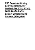 NSC Defensive Driving Course Exam Review Study Guide 2025&sol; 2026 &vert; 100&percnt; Verified with Correct Questions and Answers &vert; Complete