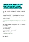 AMAZON DRIVER TRAINING ACTUAL&NewLine;EXAM QUESTIONS AND CORRECT&NewLine;ANSWERS COMPLETE STUDY GUIDE&NewLine;