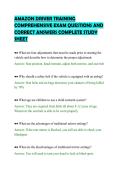 AMAZON DRIVER TRAINING&NewLine;COMPREHENSIVE EXAM QUESTIONS AND&NewLine;CORRECT ANSWERS COMPLETE STUDY&NewLine;SHEET&NewLine;