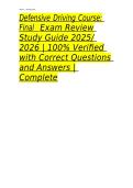 Defensive Driving Course&colon; Final  Exam Review Study Guide 2025&sol; 2026 &vert; 100&percnt; Verified with Correct Questions and Answers &vert; Complete&NewLine;&NewLine;&NewLine;