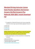 Maryland Driving Instructor License &NewLine;Exam Practice Questions And Correct &NewLine;Answers &lpar;Verified Answers&rpar; Plus &NewLine;Rationale 2026 Q&A&vert; Instant Download &NewLine;Pdf 