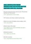 ANCC CERTIFICATION PMHNP&NewLine;CERTIFICATION EVALUATION PRACTICE&NewLine;QUESTIONS WITH FULL SOLUTION&NewLine;